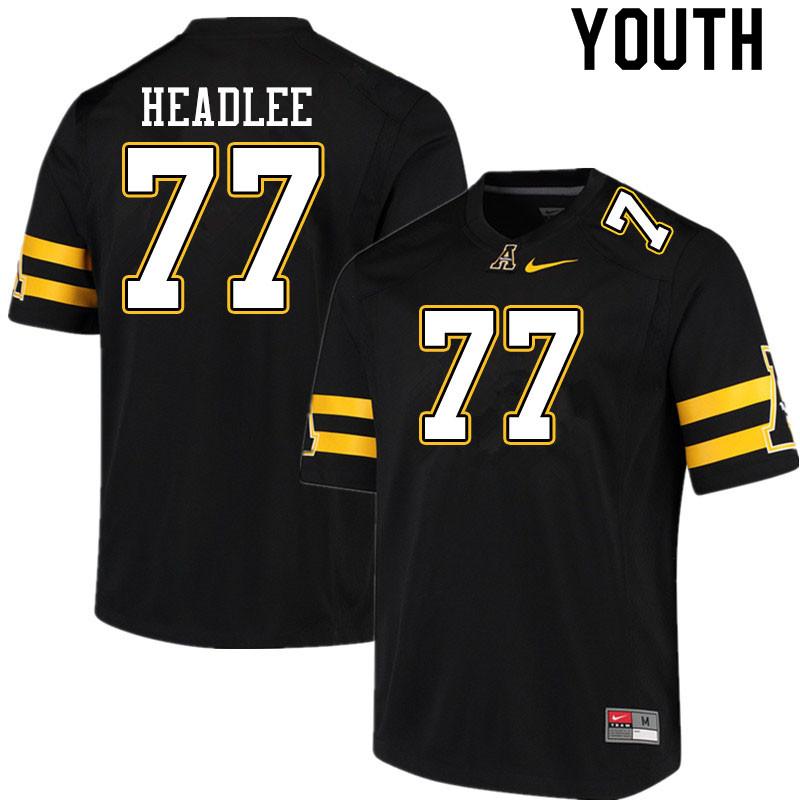 Youth #77 Josh Headlee Appalachian State Mountaineers College Football Jerseys Sale-Black